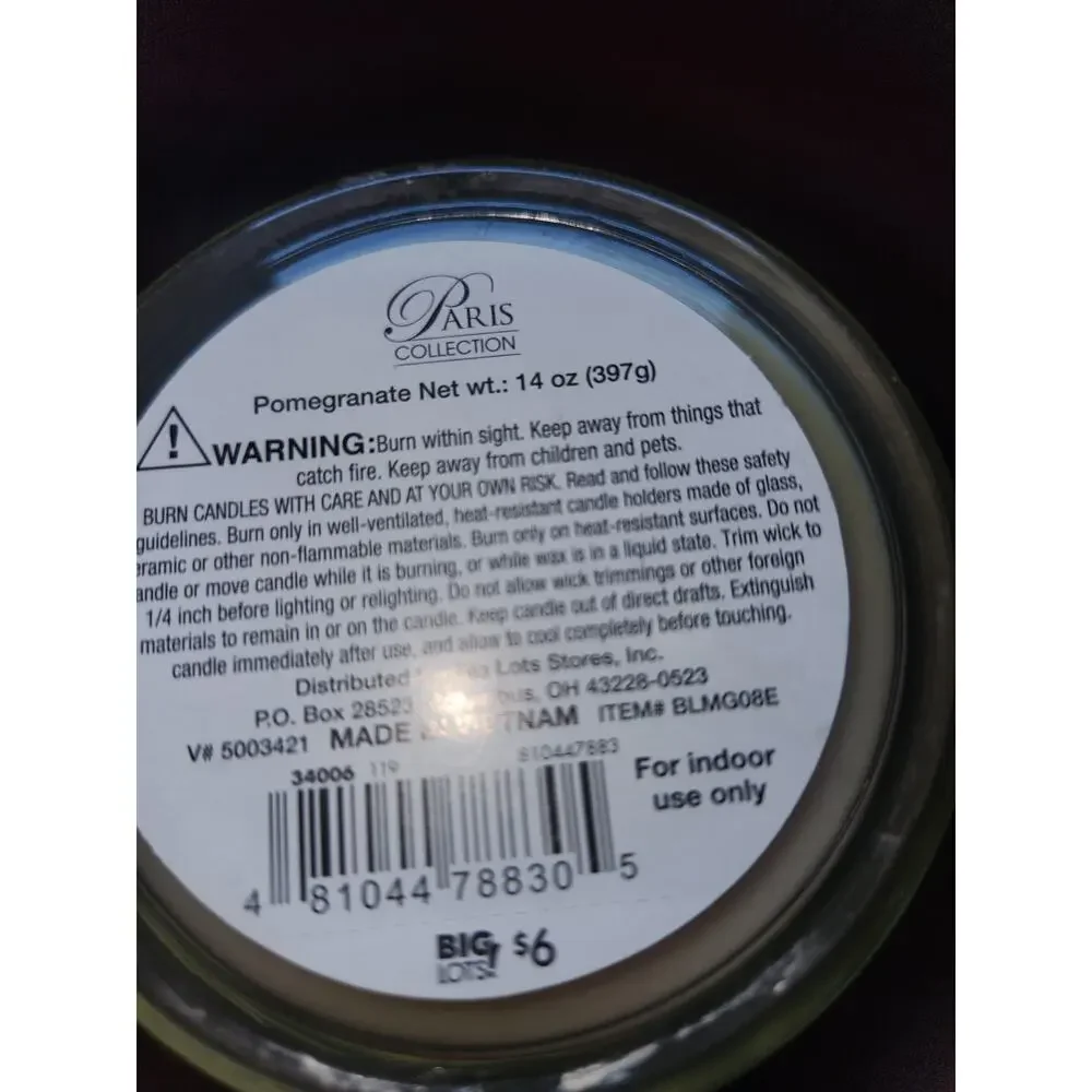 Paris Candles Pomegranate Love Grows Here Scented Jar Candle 14oz
